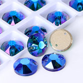Indicolite Shimmer XIRIUS Round Shape High Quality Glass Sew-on Rhinestones WholesaleRhinestone